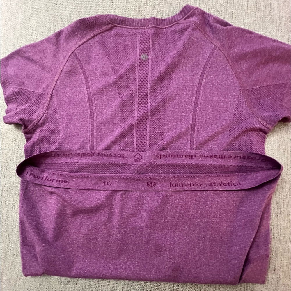 Lululemon Swiftly Tech Short Sleeve Top Heathered Purple — Size 10 - Picture 9 of 12